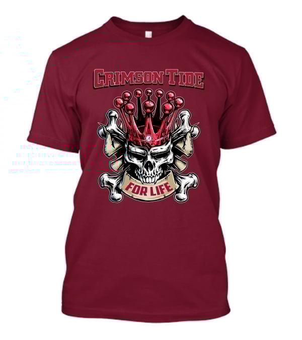 Crimson Tide Skull King For Life T-Shirt