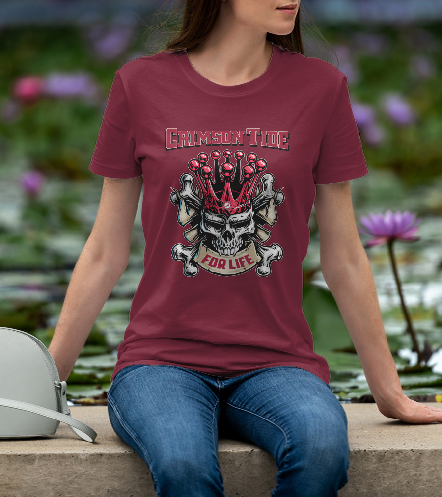 Crimson Tide Skull King For Life T-Shirt