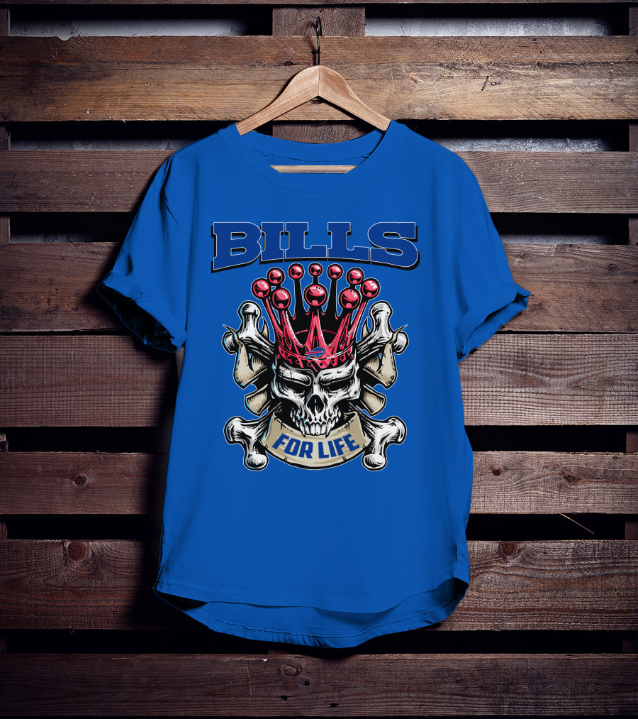 Buffalo Bills Skull King Crown For Life T-Shirt