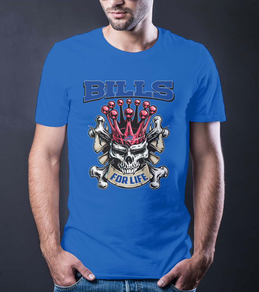 Buffalo Bills Skull King Crown For Life T-Shirt
