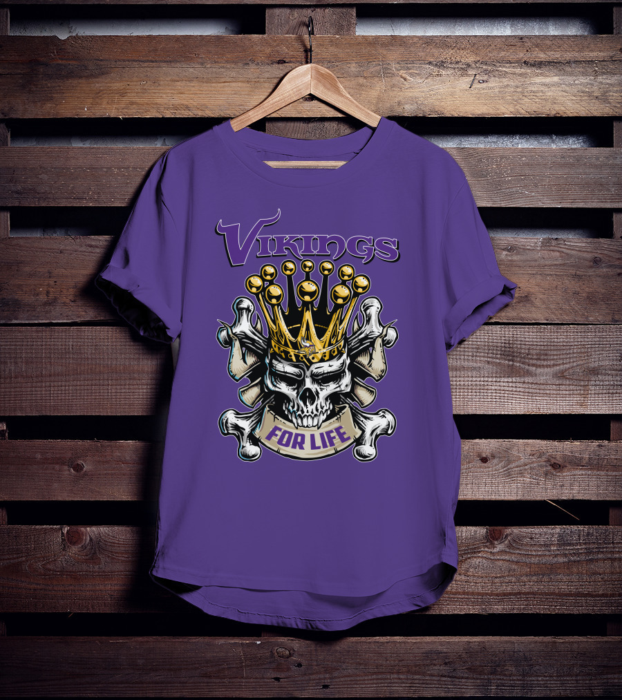 Vikings Skull King Crown For Life Minnesota T-Shirt