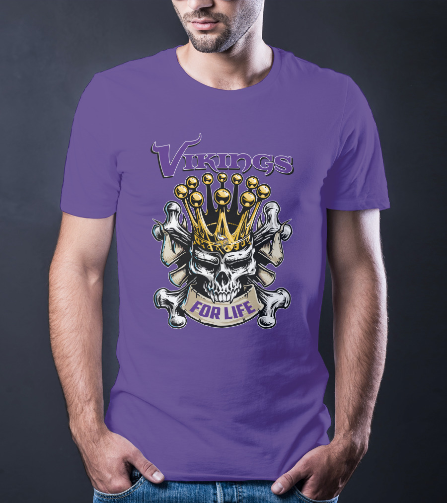 Vikings Skull King Crown For Life Minnesota T-Shirt