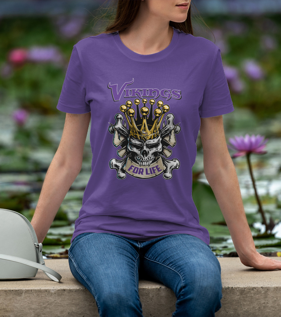 Vikings Skull King Crown For Life Minnesota T-Shirt