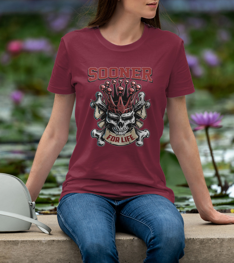 Sooner Skull King Ou Crown For Life T-Shirt