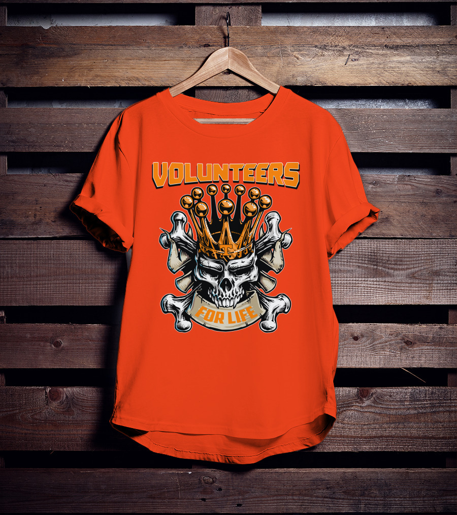 Volunteers Skull King Crown Tennessee For Life T-Shirt