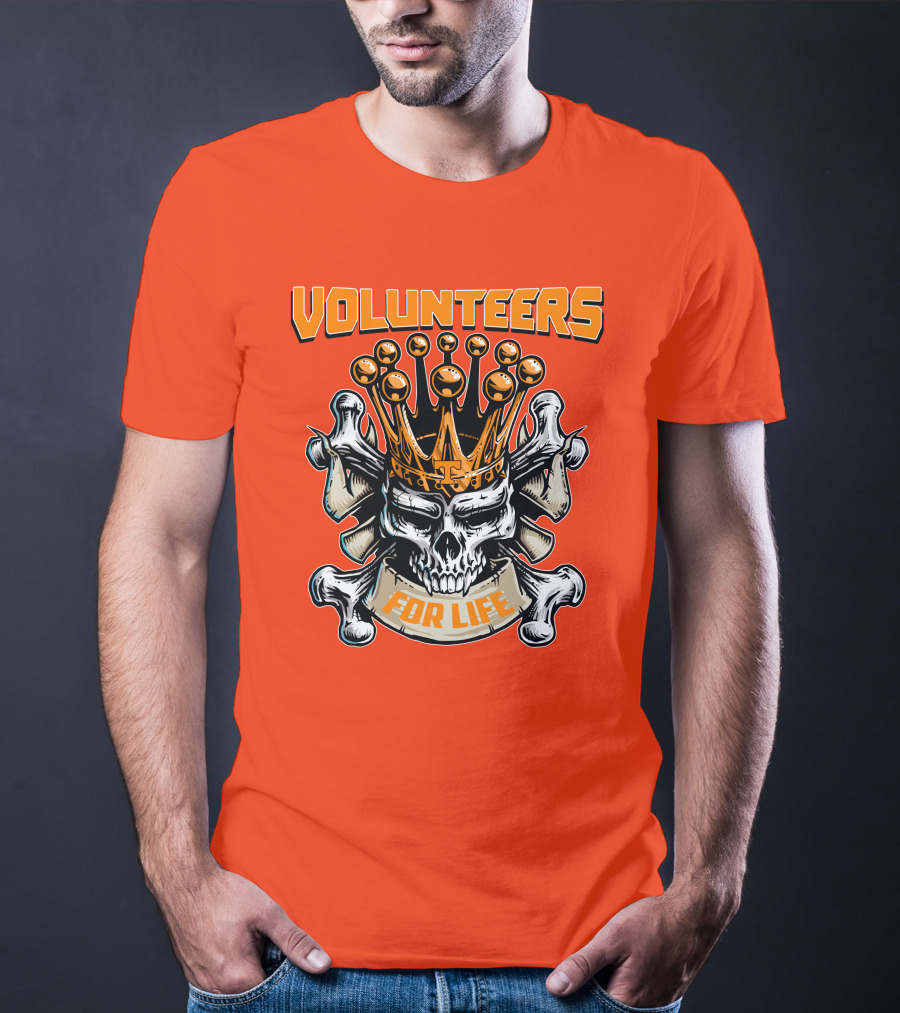 Volunteers Skull King Crown Tennessee For Life T-Shirt