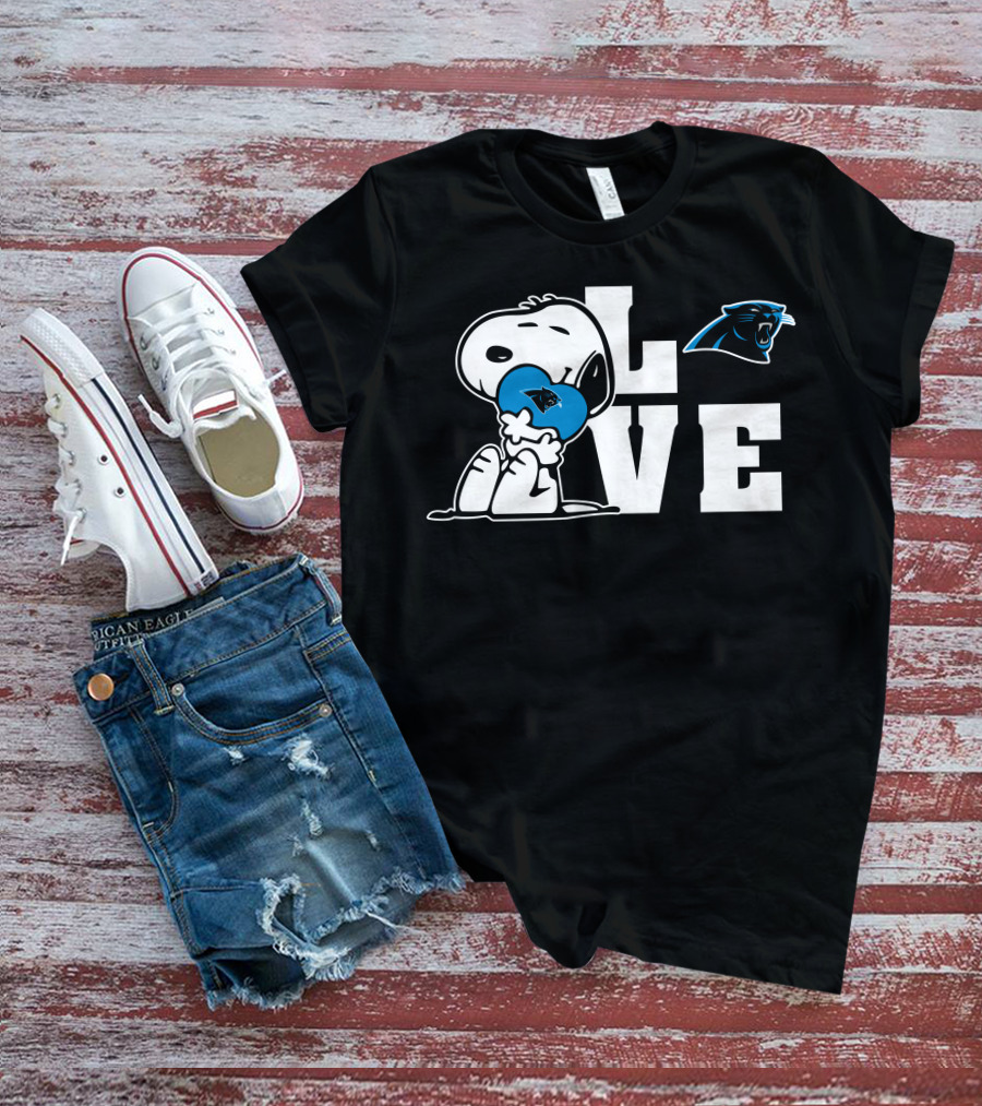 Snoopy Love Carolina Panthers Heart T-Shirt