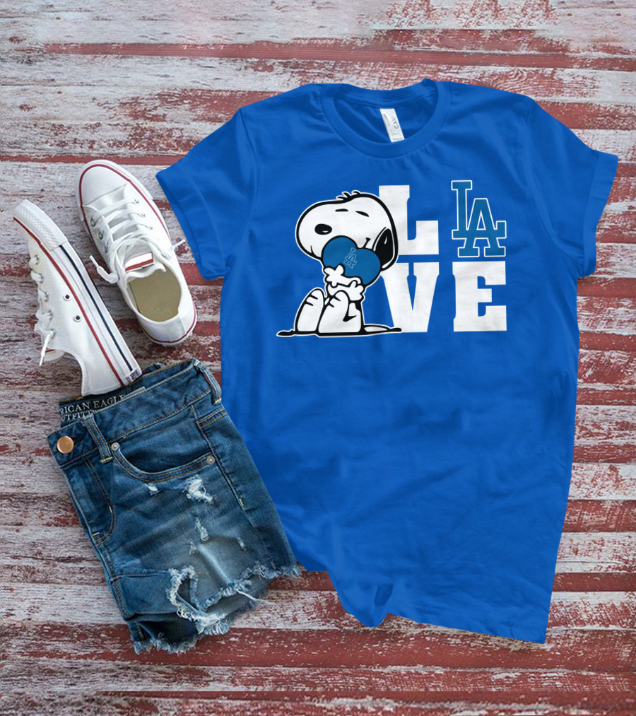Snoopy Love La Dodgers Peanuts Mlb Collaboration T-Shirt