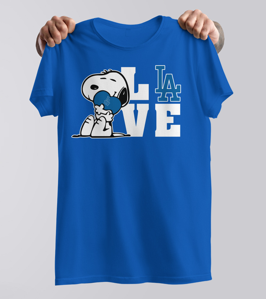 Snoopy Love La Dodgers Peanuts Mlb Collaboration T-Shirt
