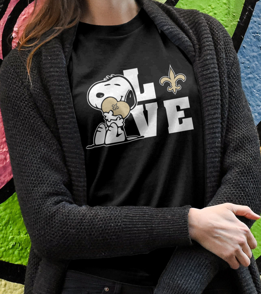 Snoopy Love New Orleans Saints Fleur-De-Lis Heart T-Shirt