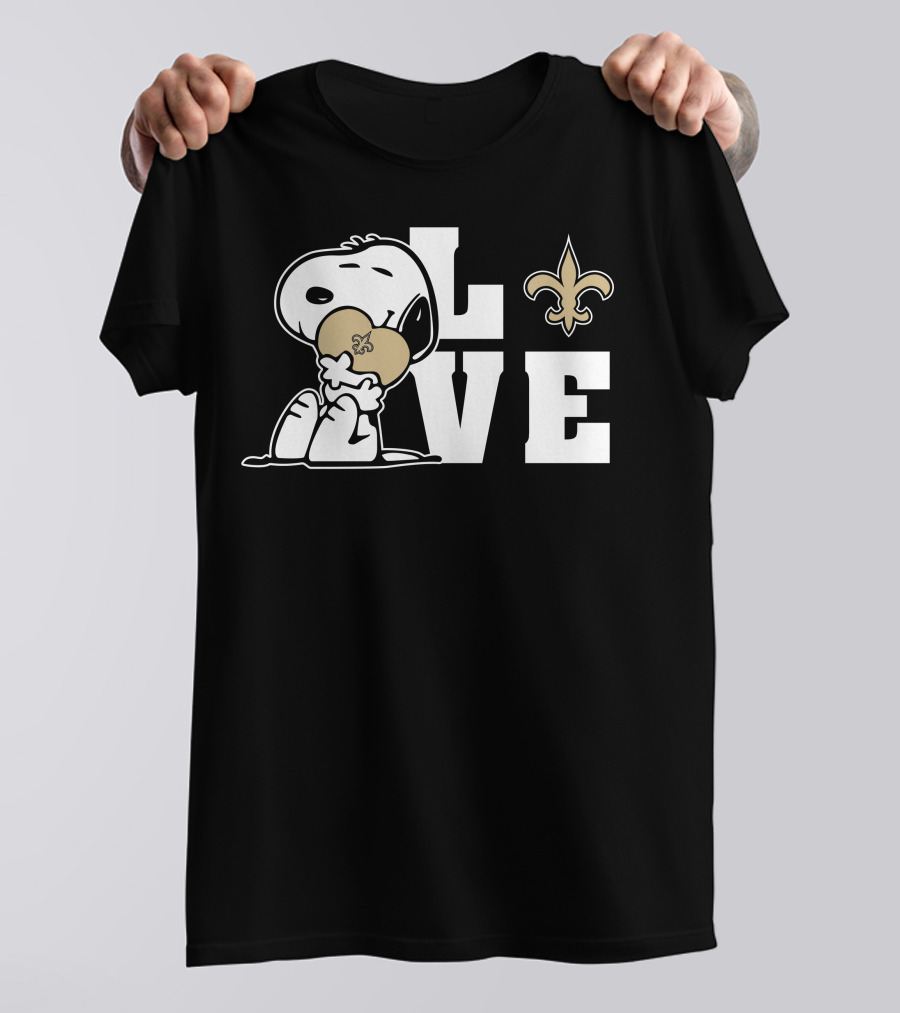 Snoopy Love New Orleans Saints Fleur-De-Lis Heart T-Shirt