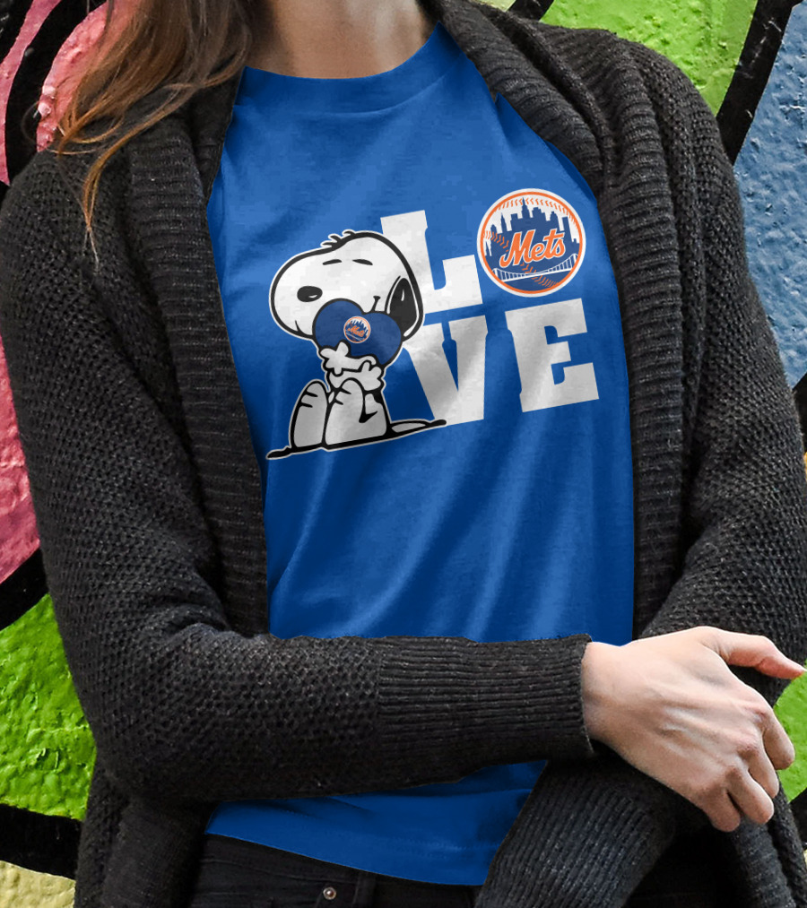Snoopy Love Mets Baseball New York Peanuts Fan Gear T-Shirt