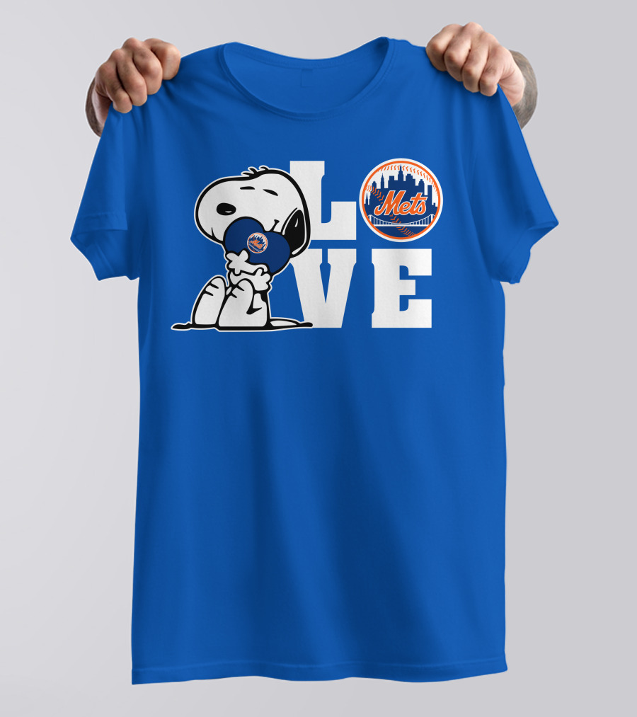 Snoopy Love Mets Baseball New York Peanuts Fan Gear T-Shirt