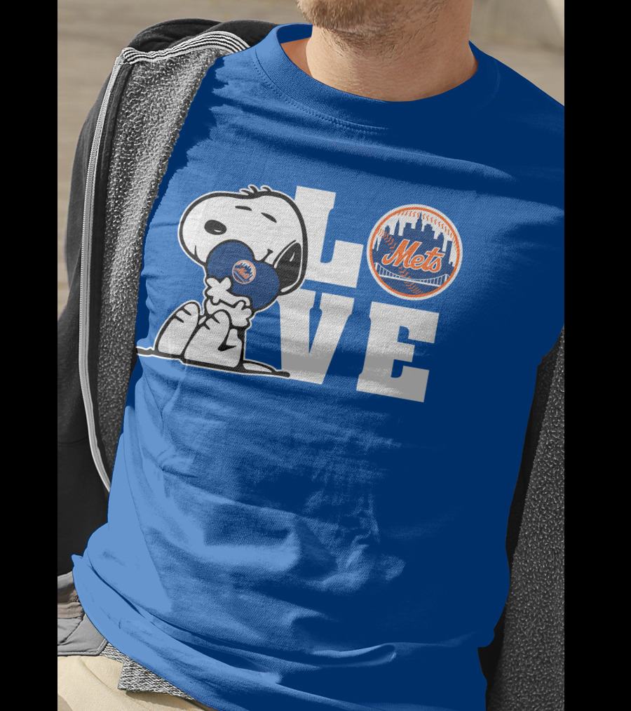 Snoopy Love Mets Baseball New York Peanuts Fan Gear T-Shirt