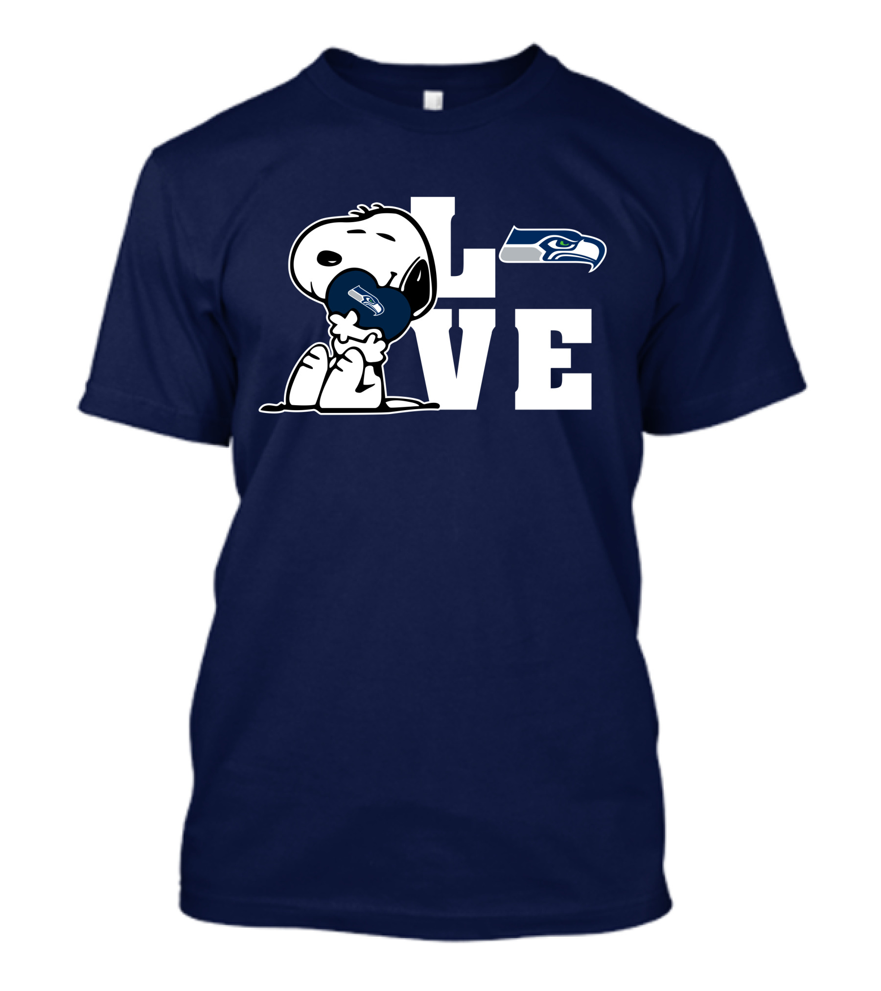 Snoopy Love Seattle Seahawks Heart Hugging Football Fan Peanuts Collaboration T-Shirt