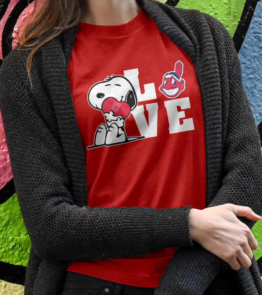 Snoopy Love Cleveland Heart Chief Wahoo T-Shirt