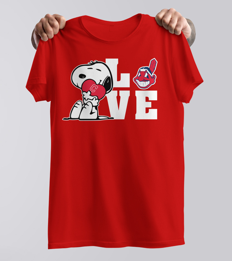 Snoopy Love Cleveland Heart Chief Wahoo T-Shirt