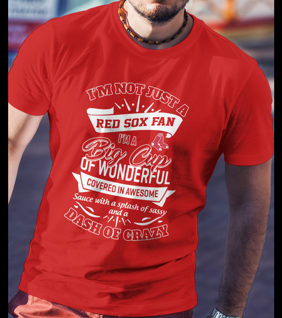 I'm Not Just A Red Sox Fan I'm A Big Cup Of Wonderful Covered In Awesome Sauce With A Splash Of Sassy And A Dash Of Crazy T-Shirt