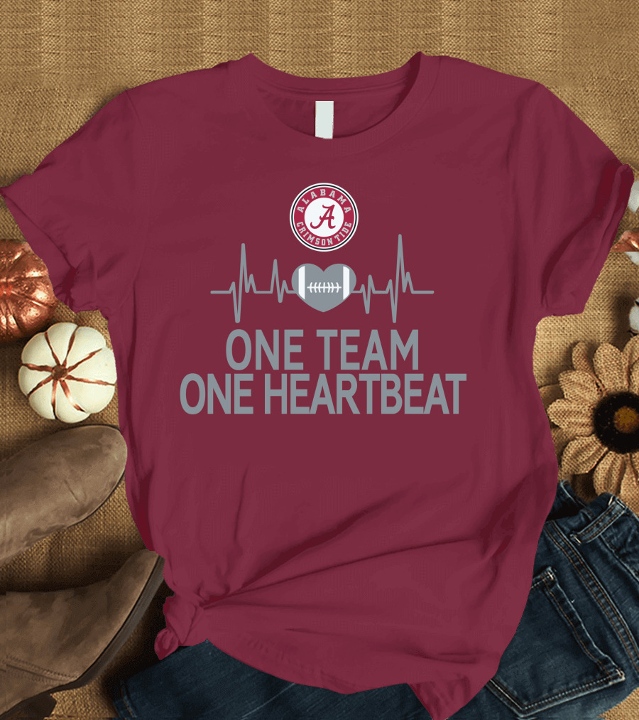 Alabama Crimson Tide One Team One Heartbeat Football Heartbeat T-Shirt