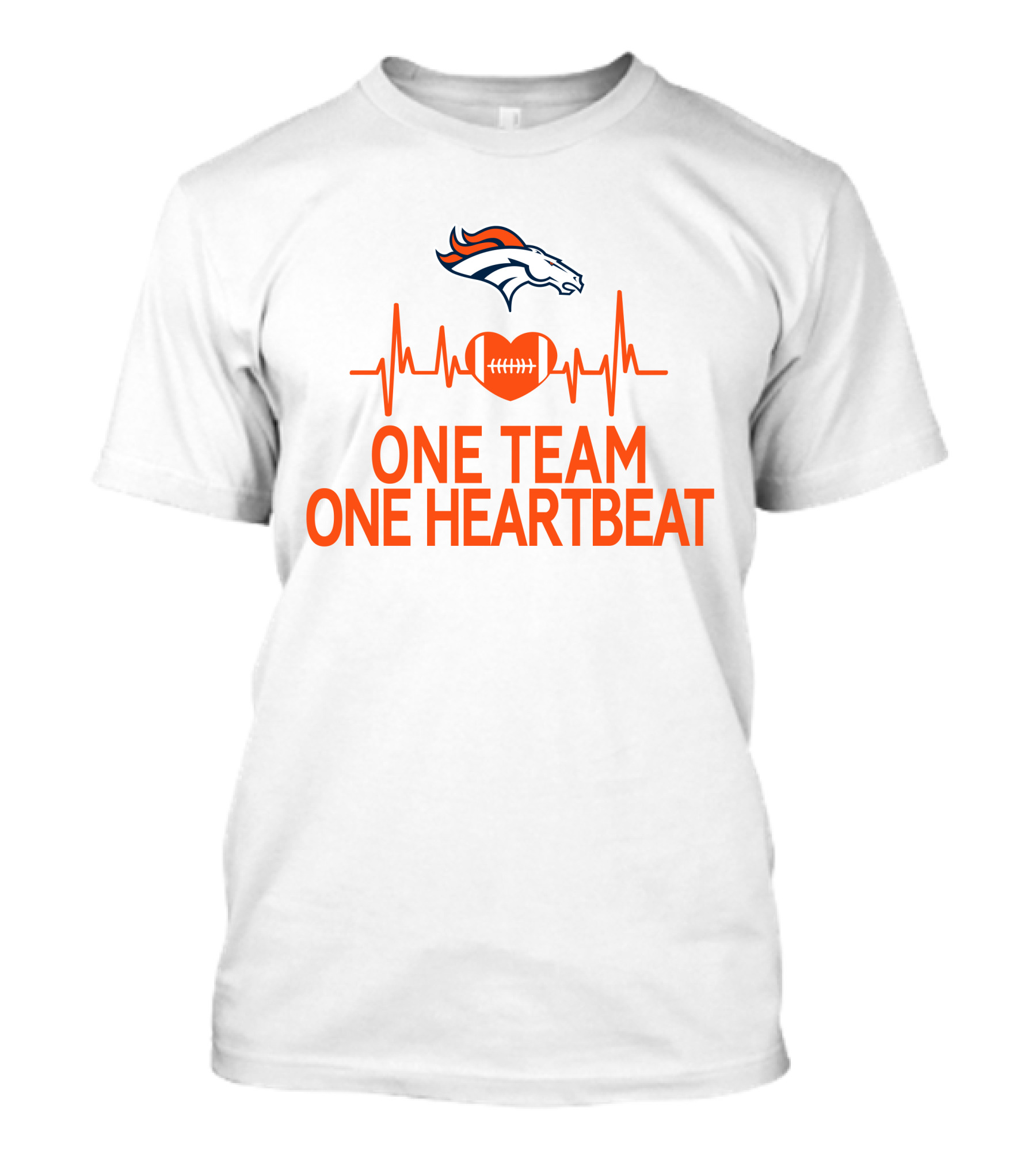 Denver Broncos One Team One Heartbeat Heartbeat Heart Football T-Shirt