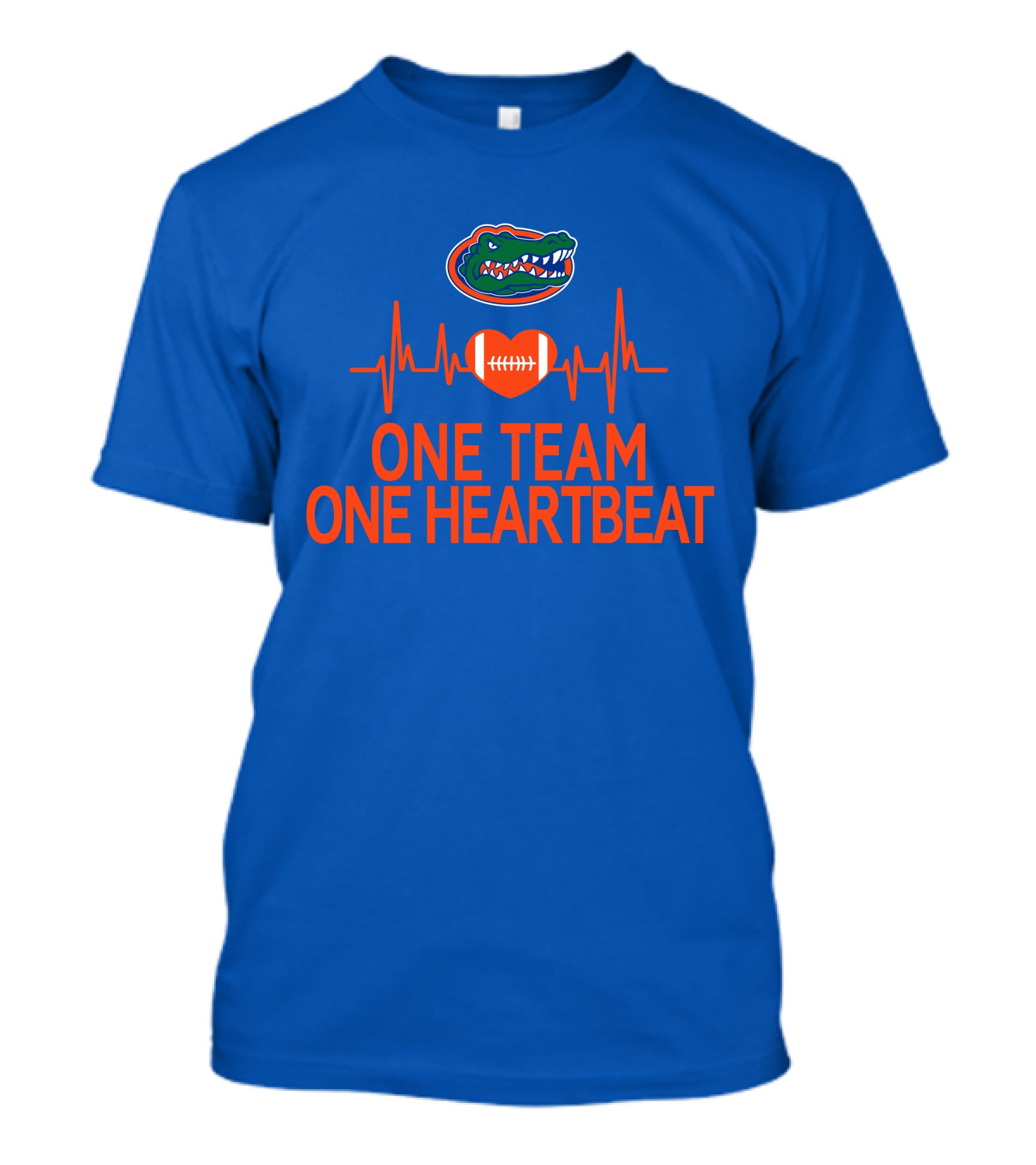 Florida Gators One Team One Heartbeat Football Logo And Heartbeat Line T-Shirt