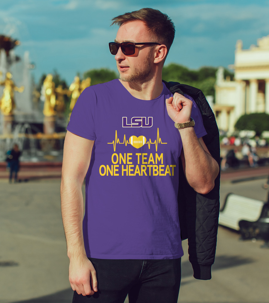 Lsu Tigers One Team One Heartbeat Football Heartbeat T-Shirt