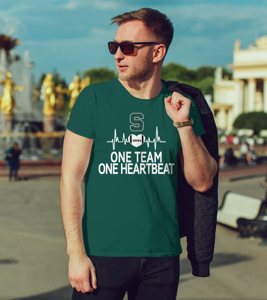 Michigan State Spartans S Logo Football Heartbeat One Team One Heartbeat T-Shirt