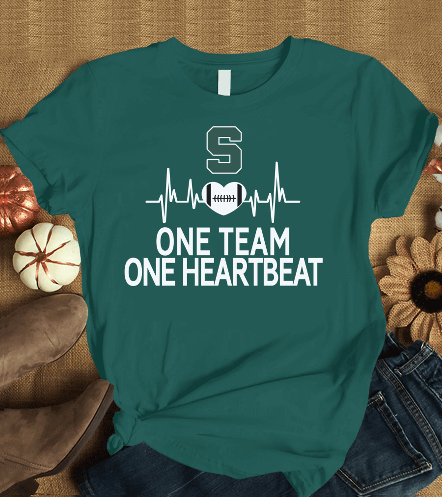 Michigan State Spartans S Logo Football Heartbeat One Team One Heartbeat T-Shirt