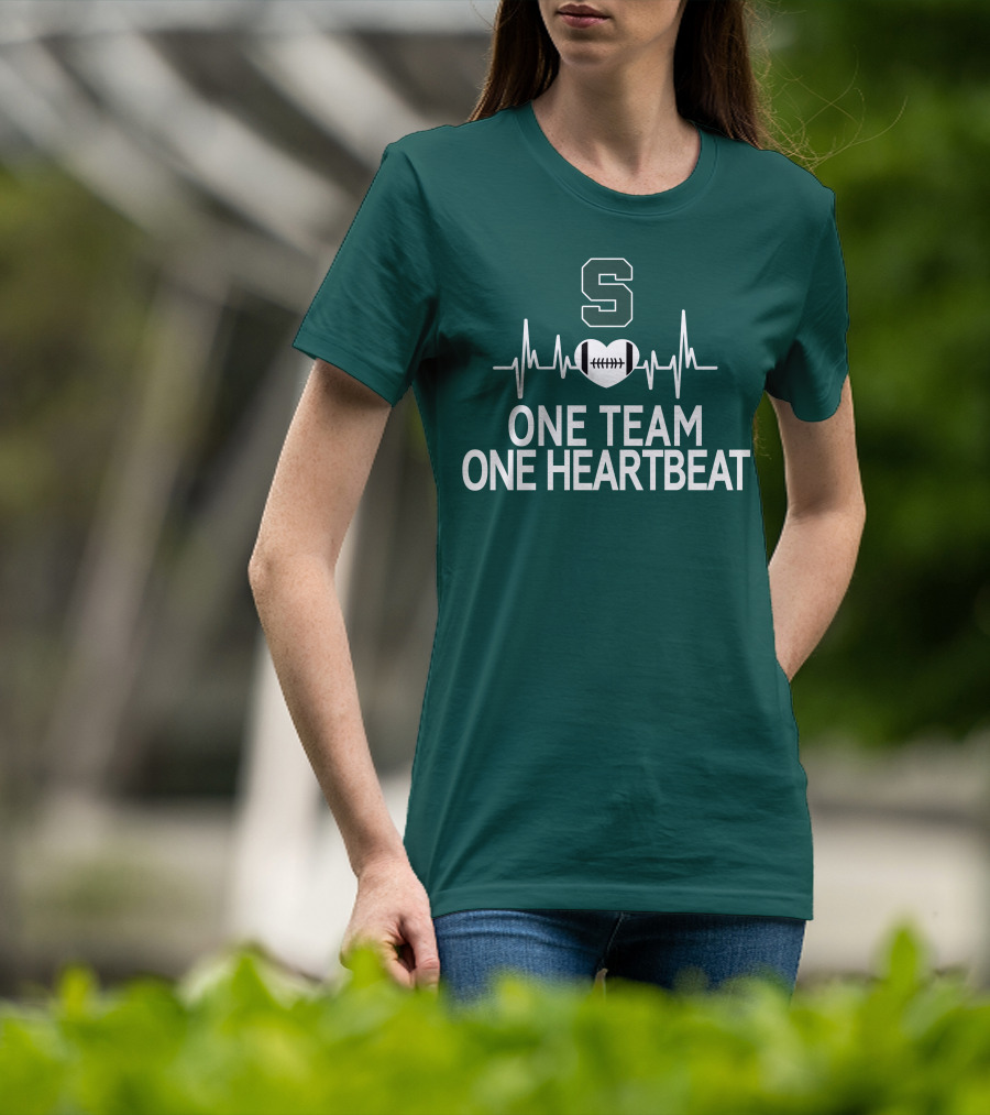 Michigan State Spartans S Logo Football Heartbeat One Team One Heartbeat T-Shirt