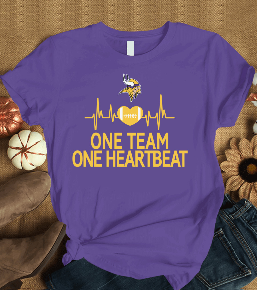 Minnesota Vikings One Team One Heartbeat Football Heartbeat T-Shirt