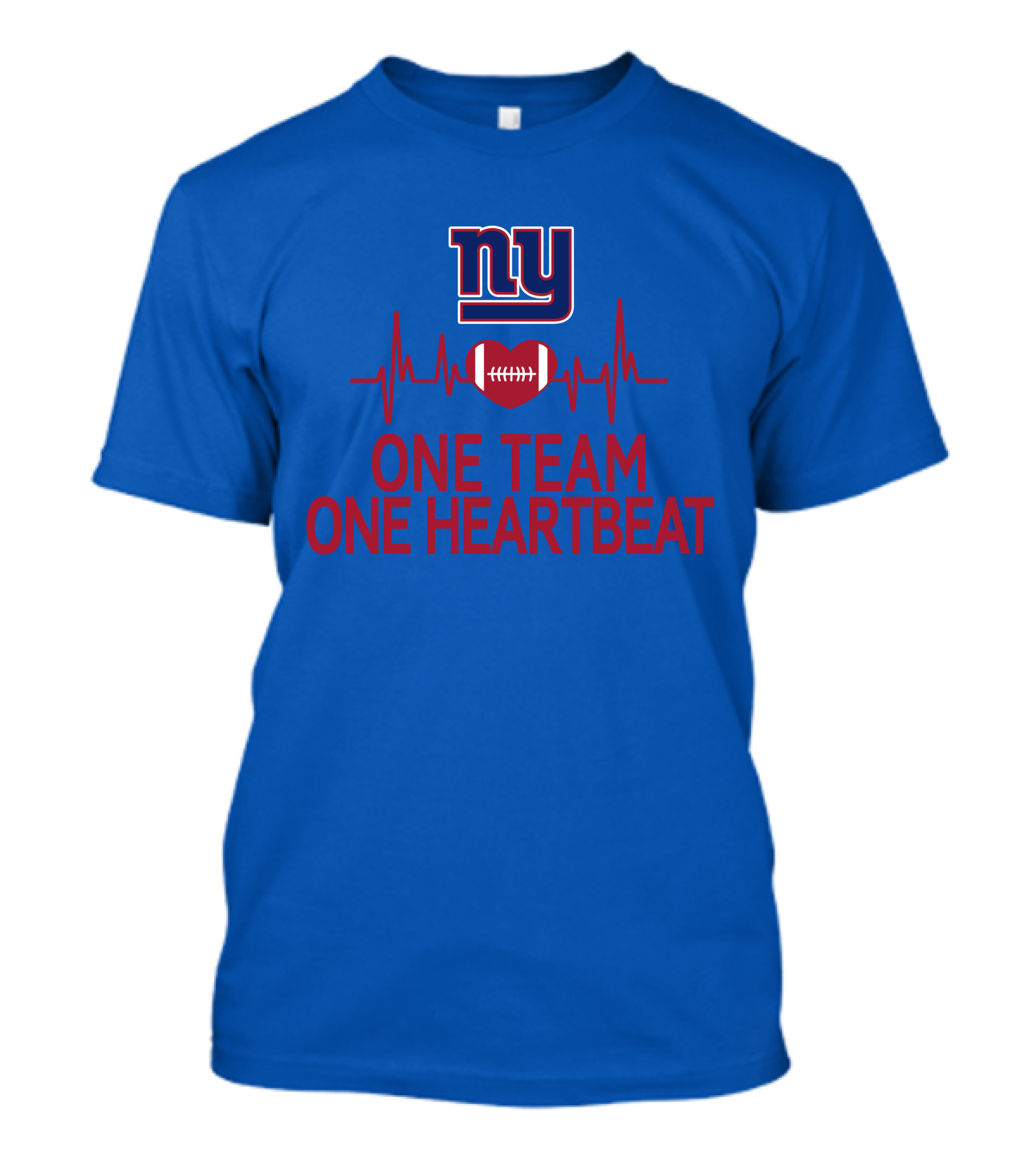 New York Giants NY One Team One Heartbeat Football Heartbeat Line T-Shirt