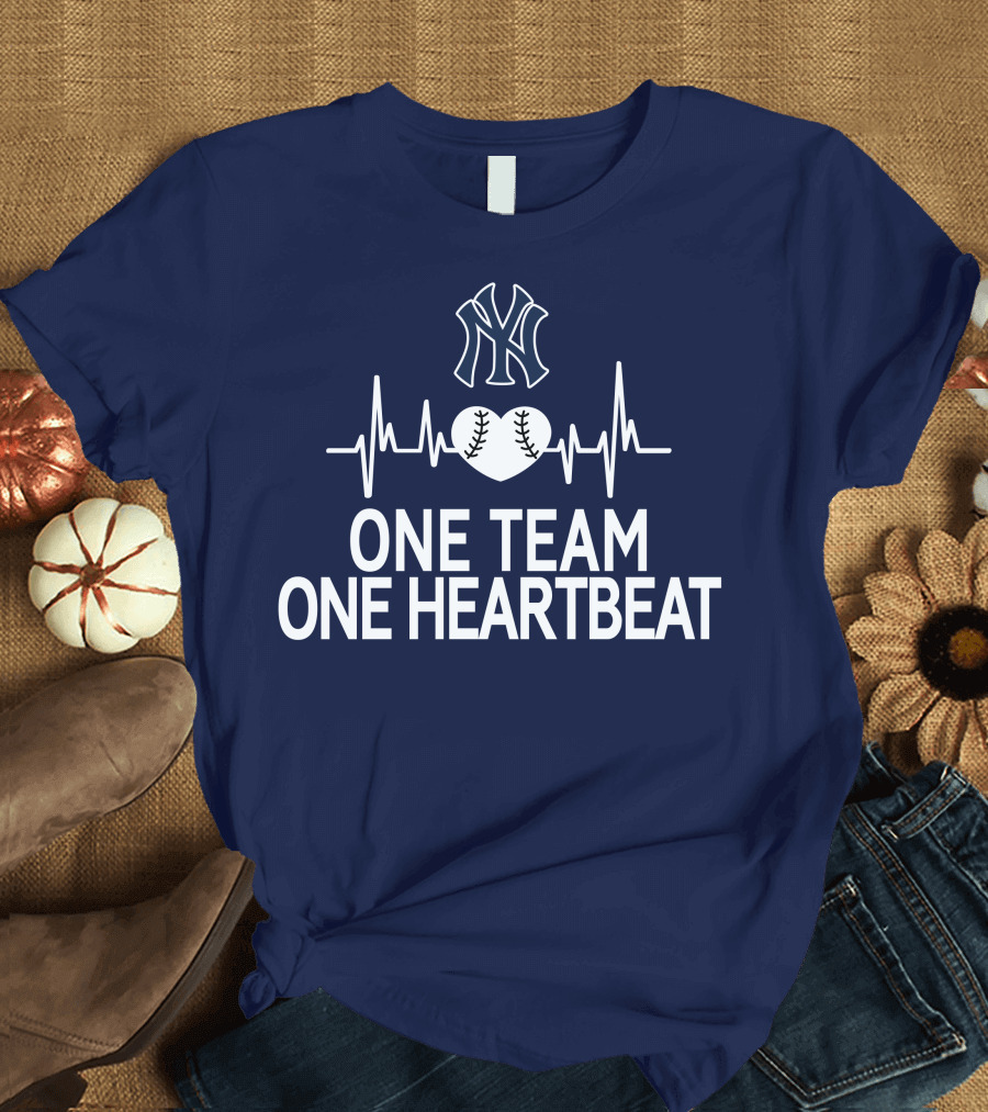 New York Yankees One Team One Heartbeat Baseball Heartbeat T-Shirt