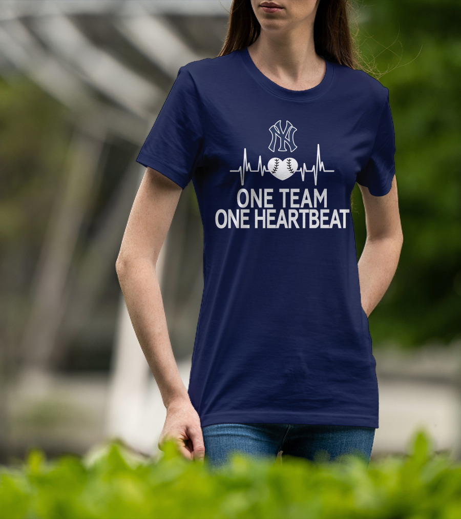 New York Yankees One Team One Heartbeat Baseball Heartbeat T-Shirt
