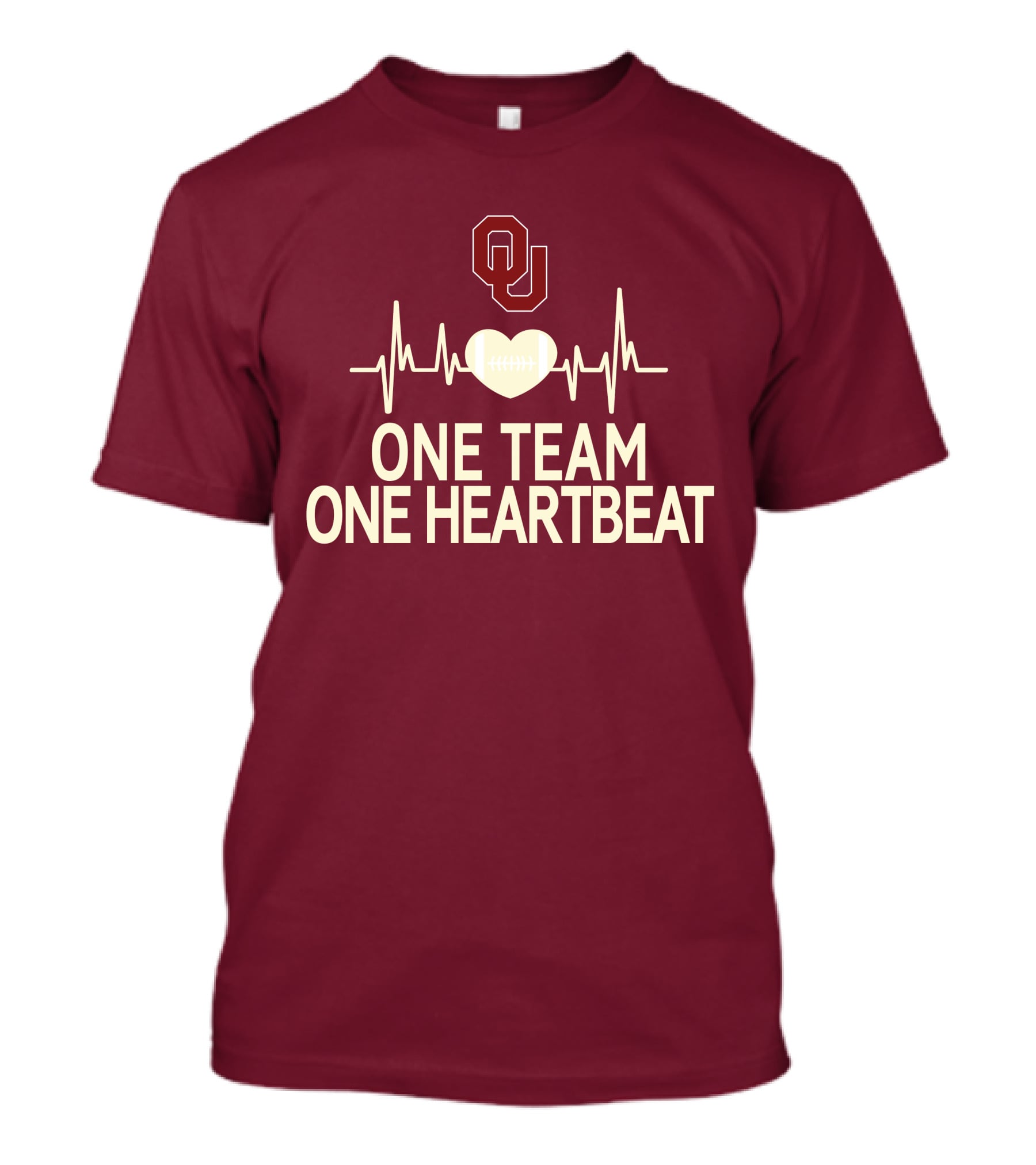 Oklahoma Sooners Football Heartbeat One Team One Heartbeat T-Shirt
