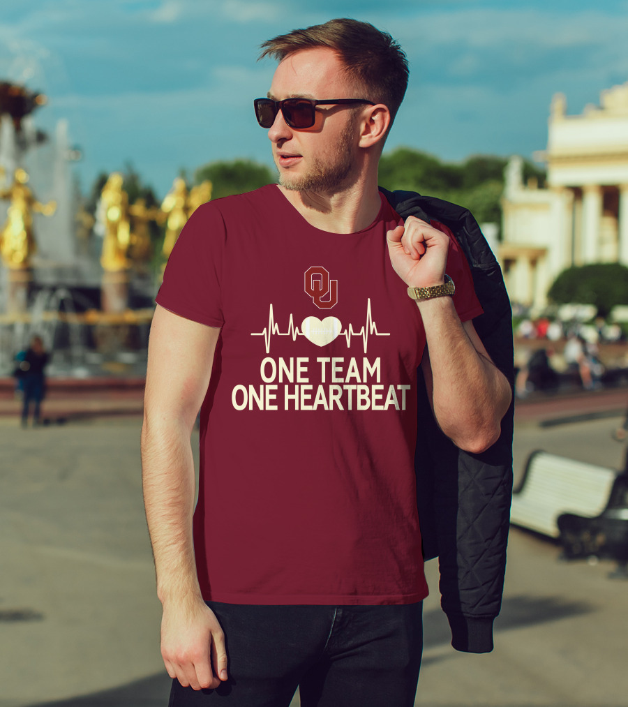 Oklahoma Sooners Football Heartbeat One Team One Heartbeat T-Shirt