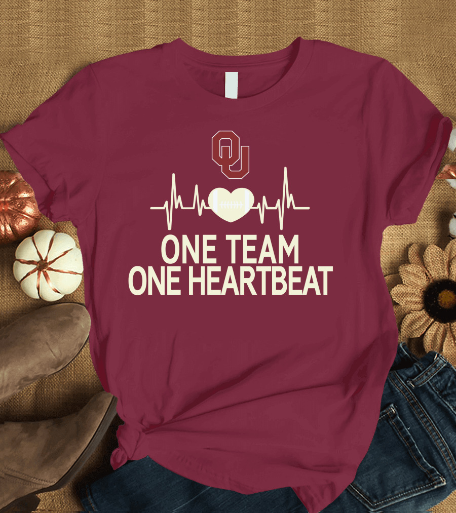 Oklahoma Sooners Football Heartbeat One Team One Heartbeat T-Shirt