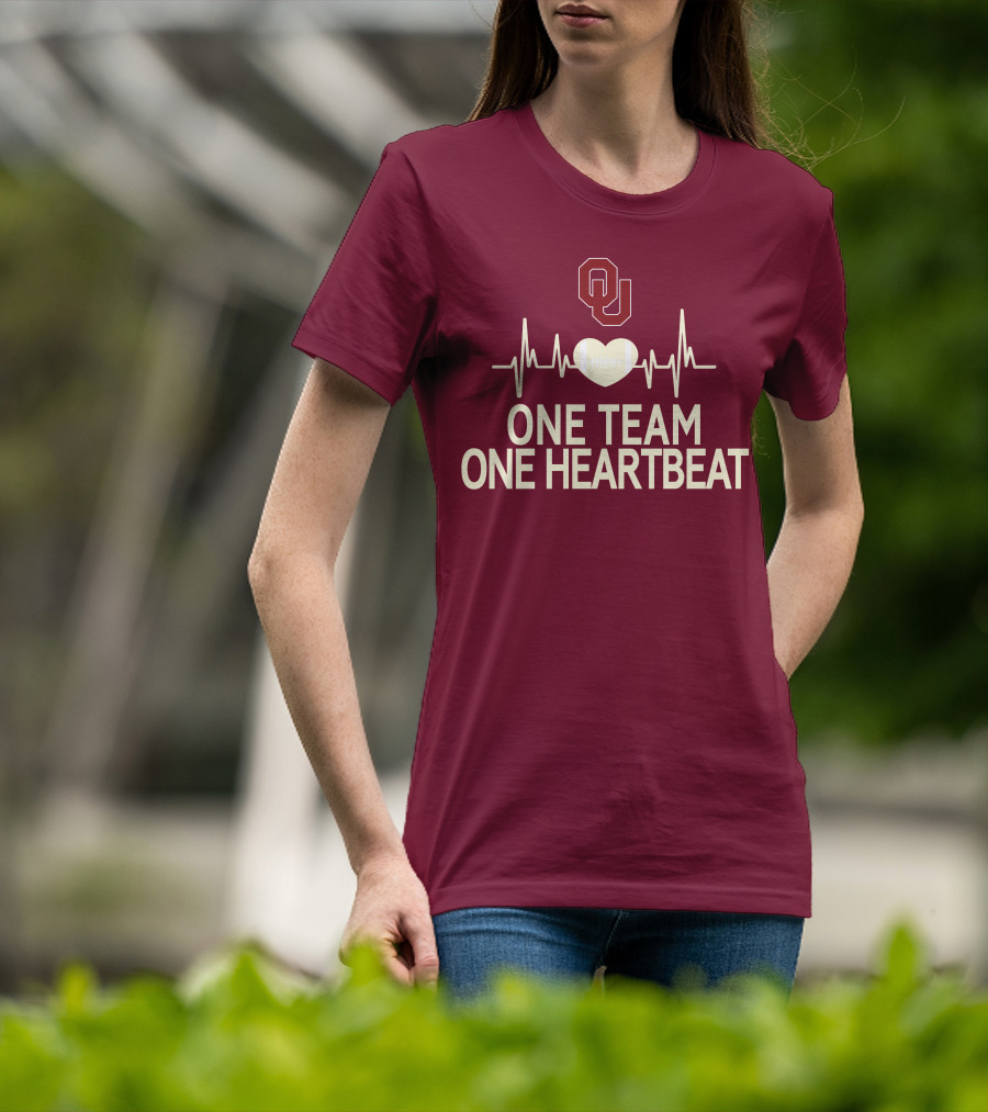 Oklahoma Sooners Football Heartbeat One Team One Heartbeat T-Shirt