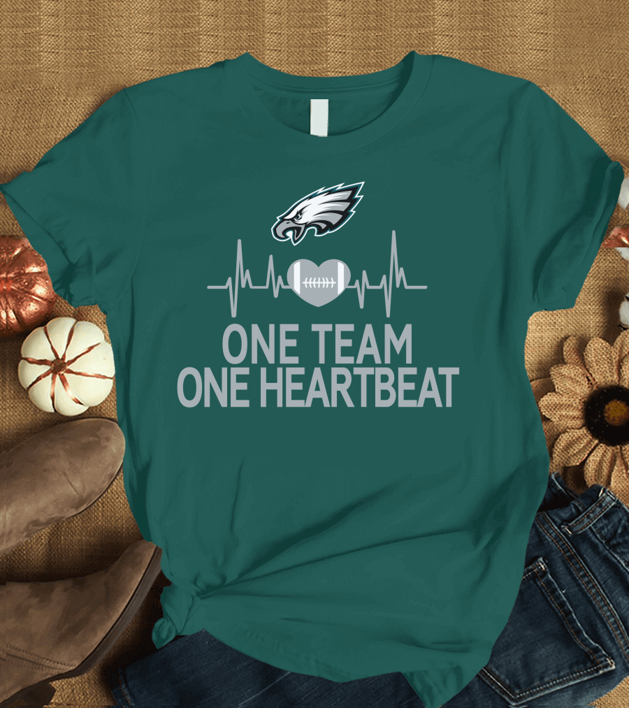 Philadelphia Eagles One Team One Heartbeat Football Logo Heartbeat T-Shirt