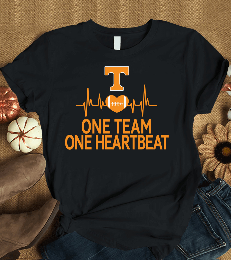 Tennessee Volunteers T Logo Heartbeat Football One Team One Heartbeat T-Shirt