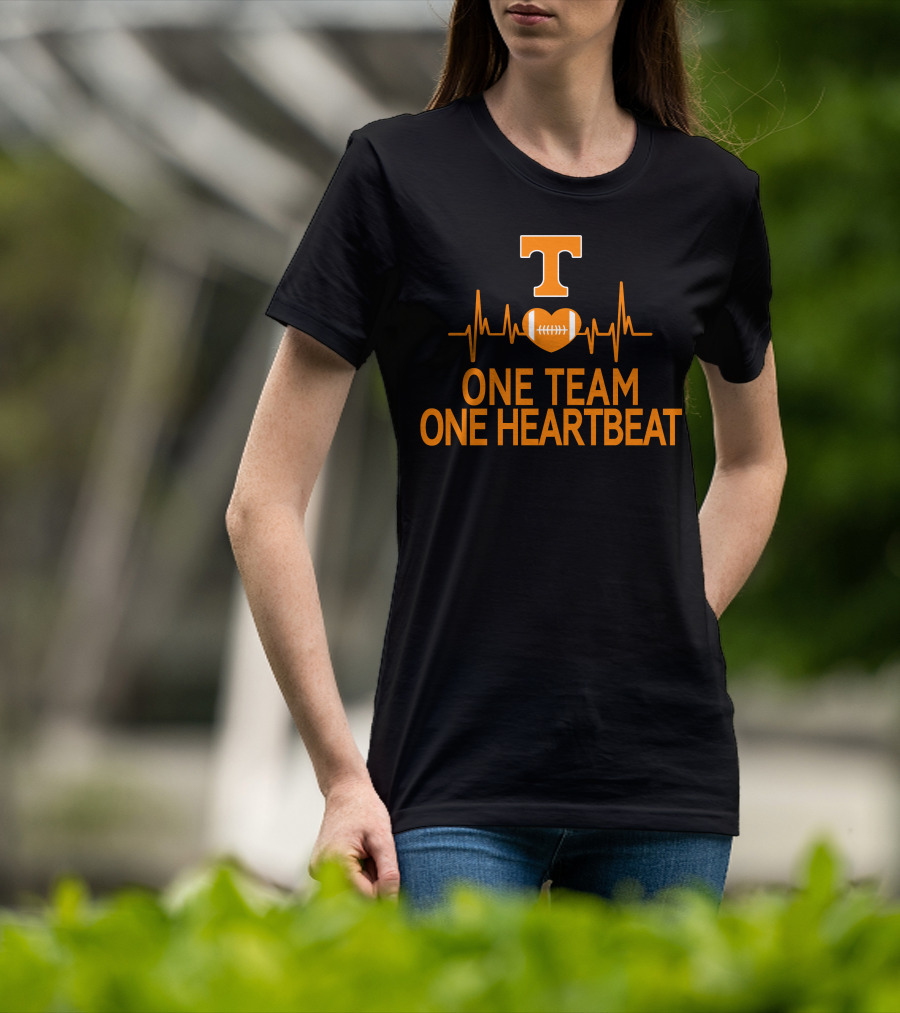 Tennessee Volunteers T Logo Heartbeat Football One Team One Heartbeat T-Shirt
