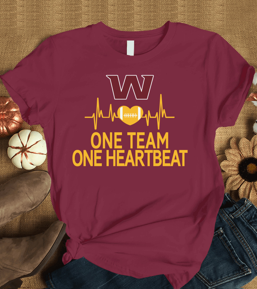 Washington Football Team W One Team One Heartbeat Football Heartbeat T-Shirt