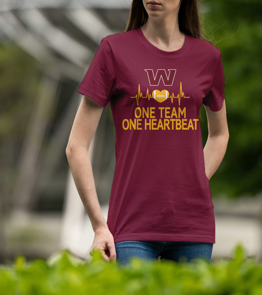 Washington Football Team W One Team One Heartbeat Football Heartbeat T-Shirt