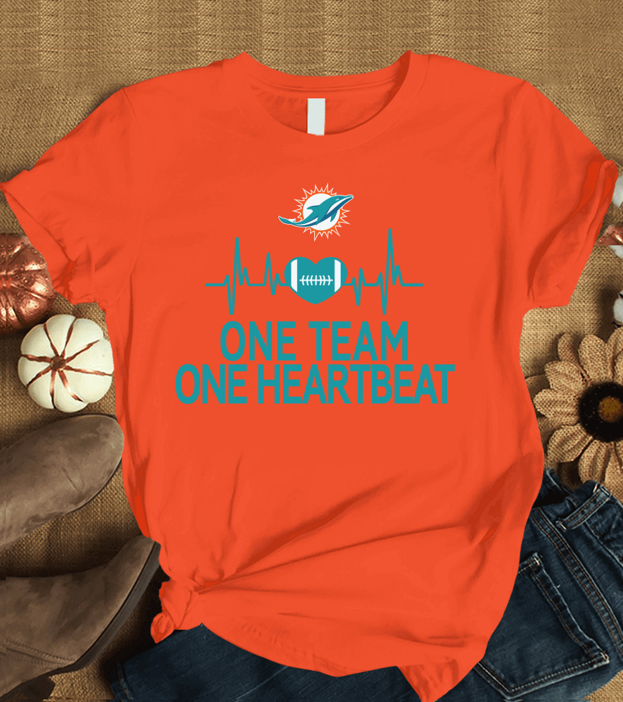 Miami Dolphins Heartbeat Football Team Unity T-Shirt