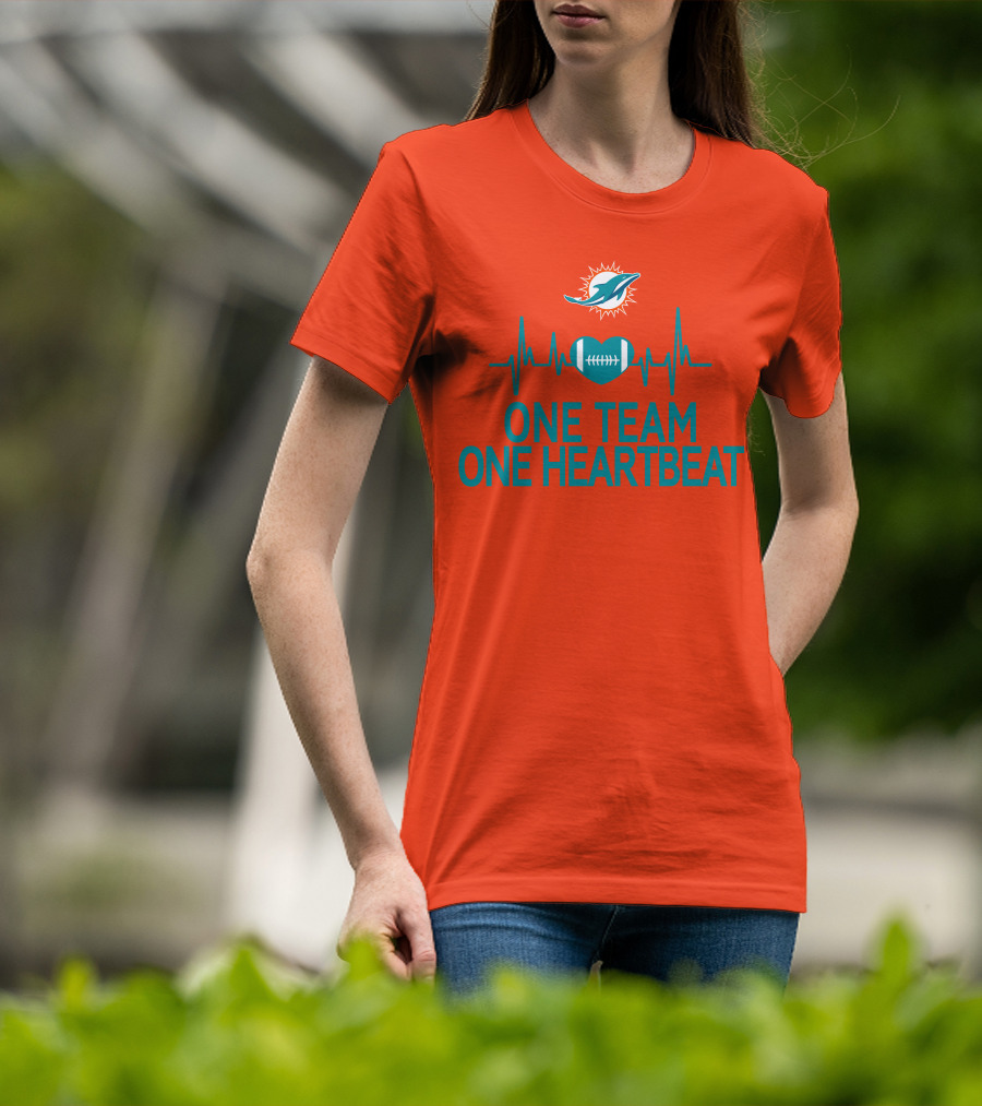 Miami Dolphins Heartbeat Football Team Unity T-Shirt