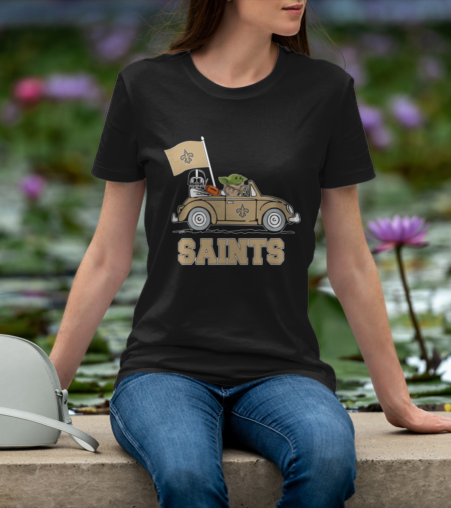 New Orleans Saints Darth Vader Baby Yoda Car Star Wars Driving T-Shirt