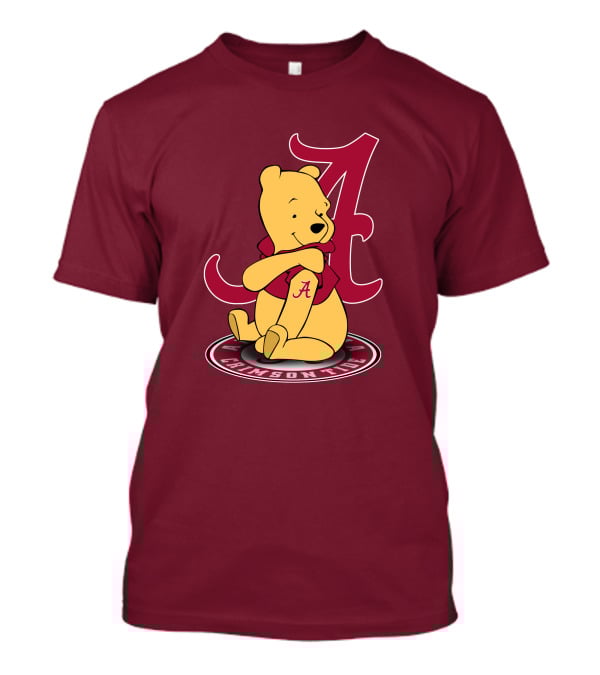 Alabama Crimson Tide Pooh Bear Sitting With Crimson T-Shirt