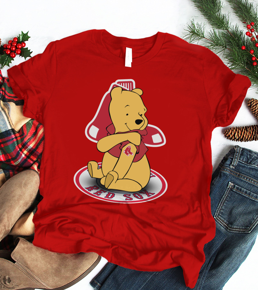Boston Red Sox Winnie The Pooh Hugging Baseball T-Shirt