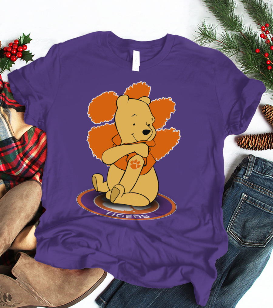 Clemson Tigers Winnie The Pooh Paw Prints T-Shirt