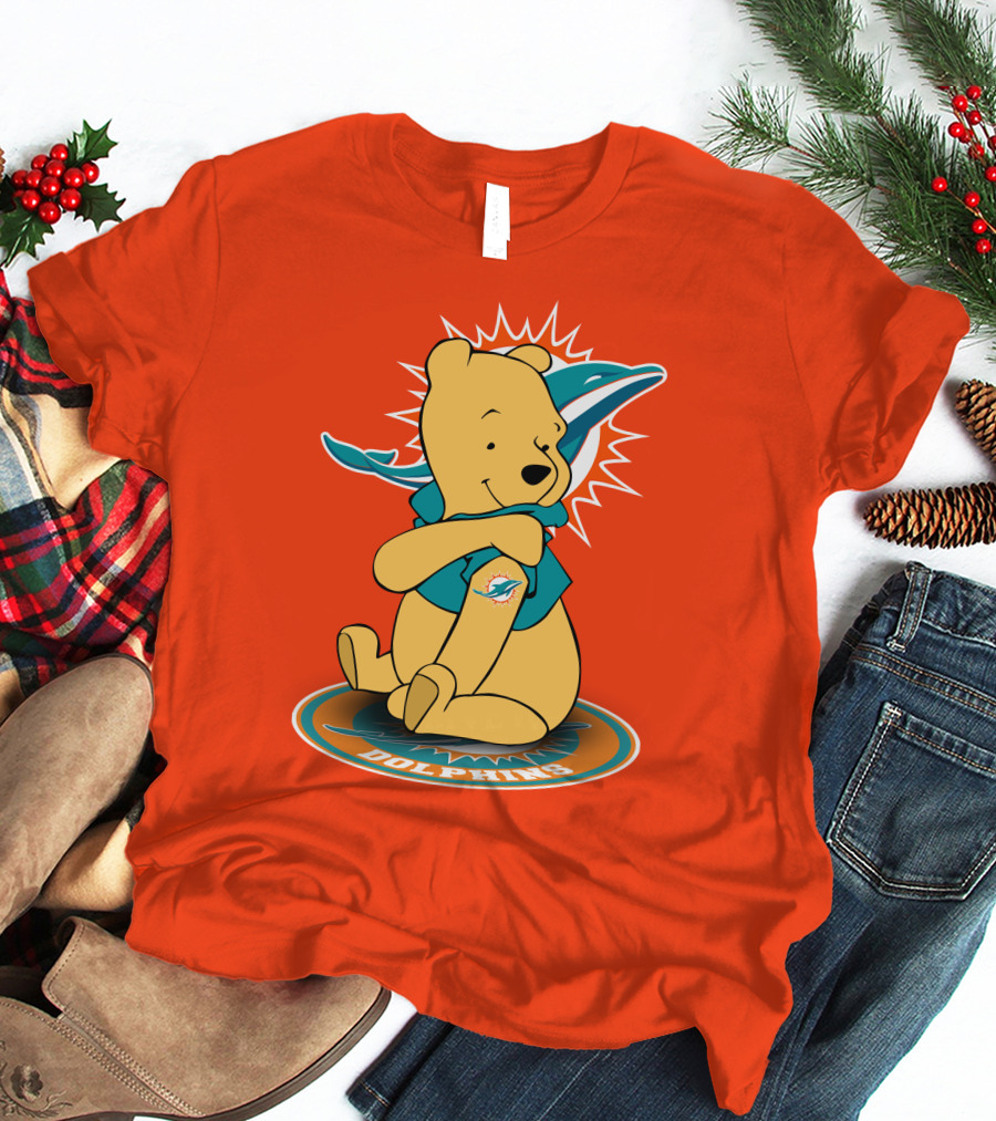 Miami Dolphins Winnie The Pooh NFL Football Crossover T-Shirt