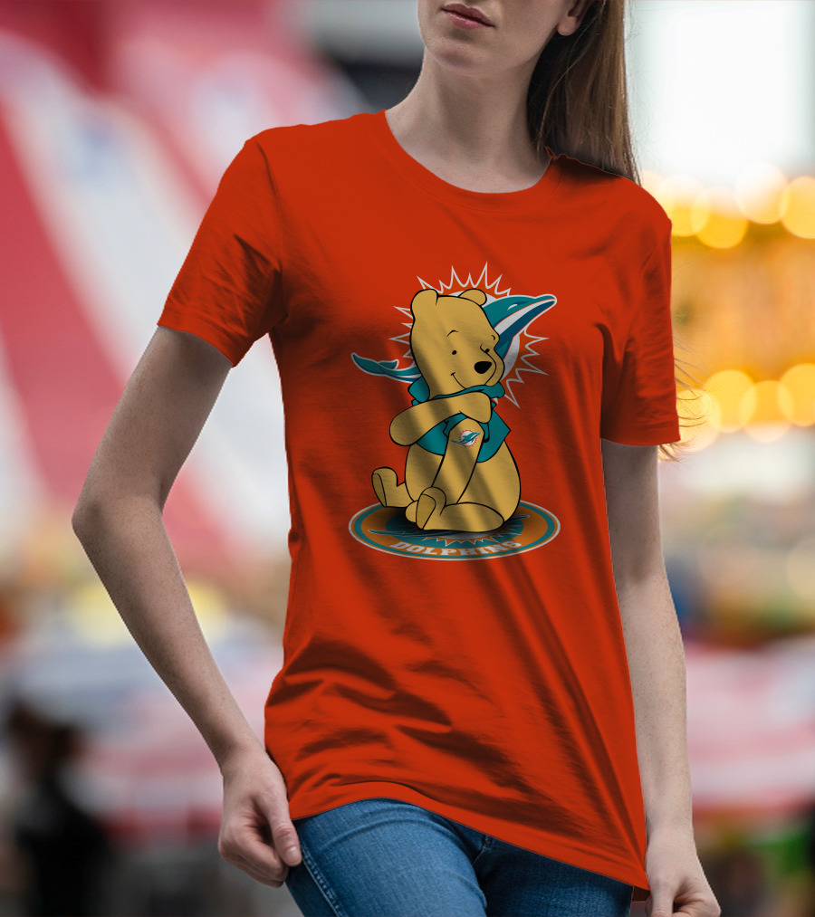 Miami Dolphins Winnie The Pooh NFL Football Crossover T-Shirt